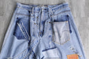 'Remake' patchwork design wide denim  pants