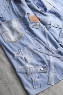 'Remake' patchwork design wide denim  pants