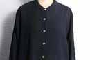 black crinkled texture fabric stand collar shirt
