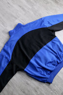90s "adidas" blue × black geometric panel three stripe track jacket