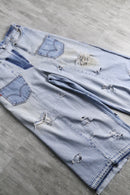 'Remake' patchwork design wide denim  pants