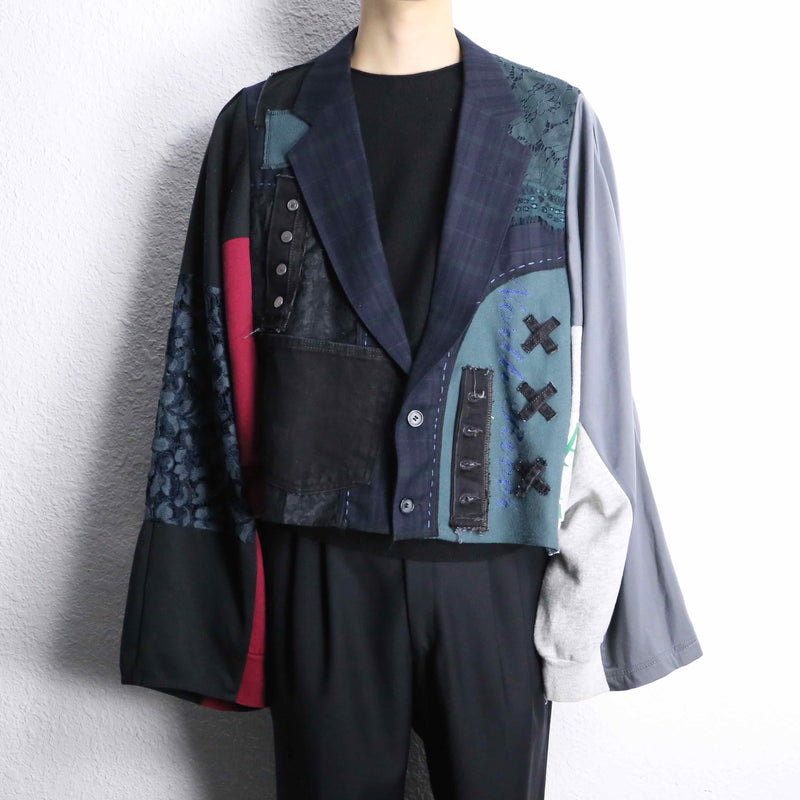 ''Re:make''docking patchwork design tailored jacket