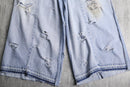 'Remake' patchwork design wide denim  pants