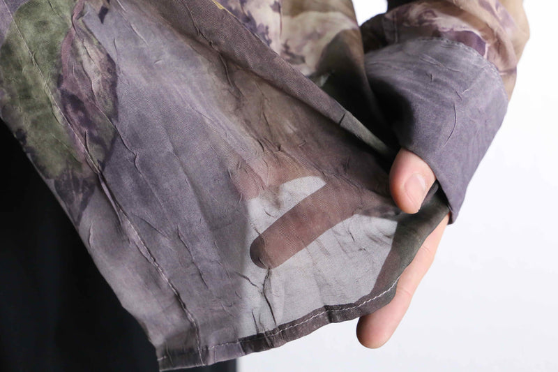 purple botanical pattern sheer shirt