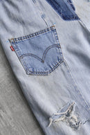 'Remake' patchwork design wide denim  pants