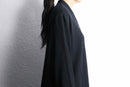 black crinkled texture fabric stand collar shirt