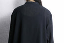 black crinkled texture fabric stand collar shirt