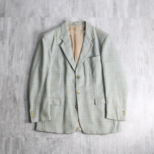 90-00s ”BOSS HUGO BOSS” multi color houndstooth wool tailored jacket