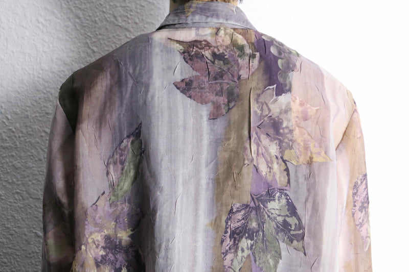 purple botanical pattern sheer shirt