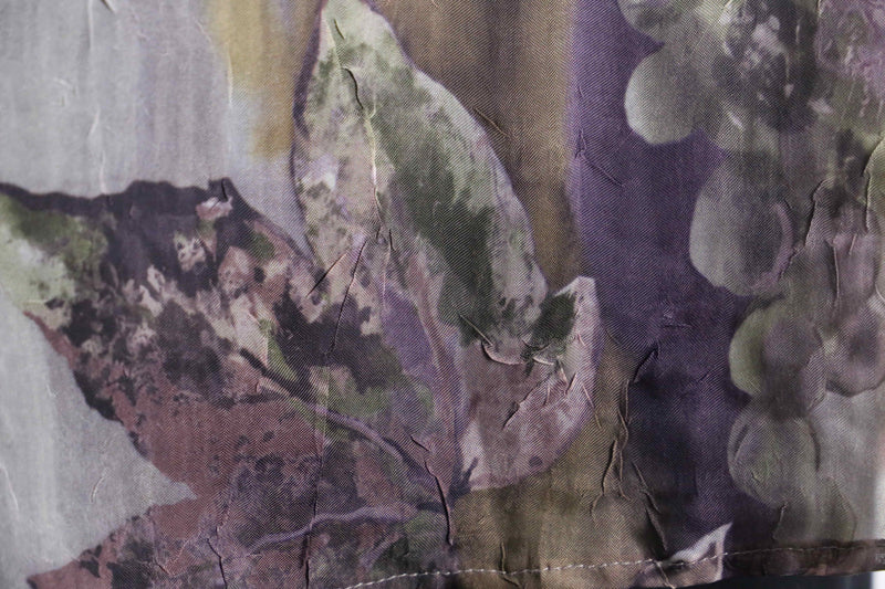 purple botanical pattern sheer shirt