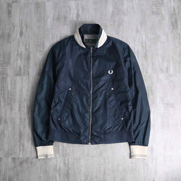 “FRED PERRY” navy nylon zip blouson