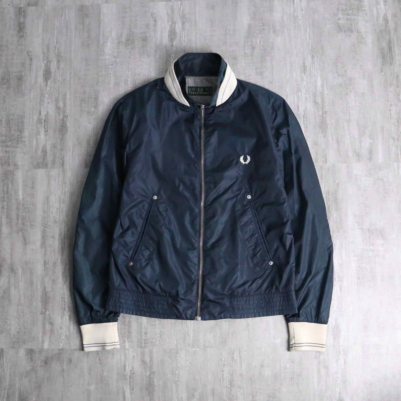 “FRED PERRY” navy nylon zip blouson