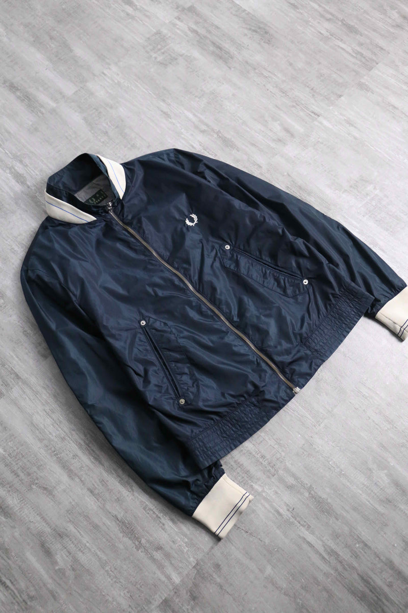 “FRED PERRY” navy nylon zip blouson