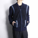 navy mix zip blouson