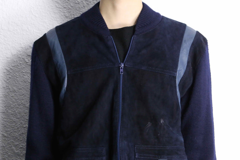 navy mix zip blouson