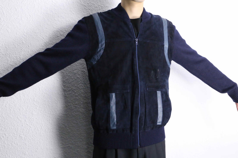 navy mix zip blouson