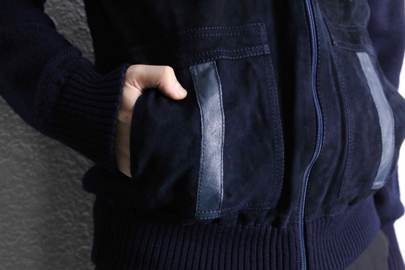 navy mix zip blouson