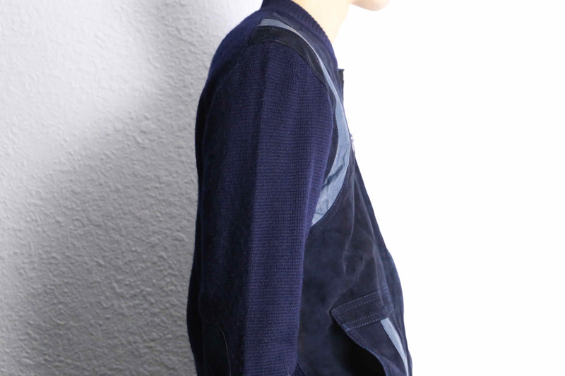 navy mix zip blouson