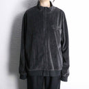 charcoal black velvet bottle-neck zip jacket