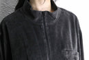 charcoal black velvet bottle-neck zip jacket