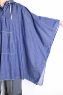 "Liz claiborne" light oz indigo denim poncho hoodie