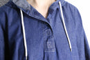 "Liz claiborne" light oz indigo denim poncho hoodie