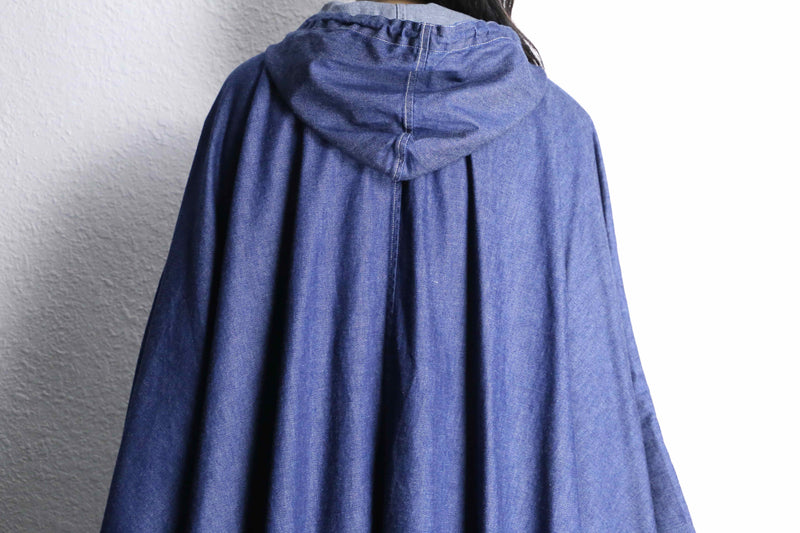 "Liz claiborne" light oz indigo denim poncho hoodie