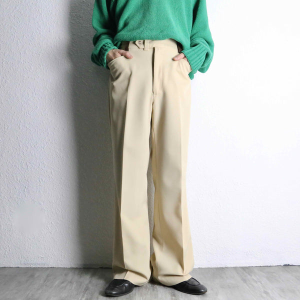 70's cream beige wide poly flare trousers