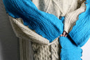 ''Re:make'' blue×ivory patchwork knit sweat