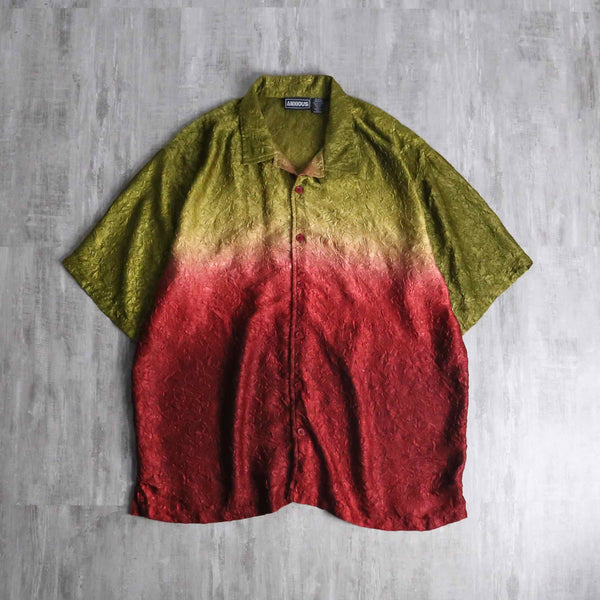 two tone wrinkled pattern open collar s/s shirt