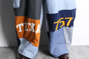 ''Re:make'' sweat × denim patchwork wide pants