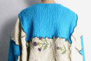 ''Re:make'' blue×ivory patchwork knit sweat
