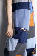''Re:make'' sweat × denim patchwork wide pants
