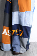 ''Re:make'' sweat × denim patchwork wide pants