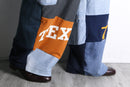 ''Re:make'' sweat × denim patchwork wide pants