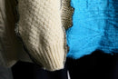 ''Re:make'' blue×ivory patchwork knit sweat