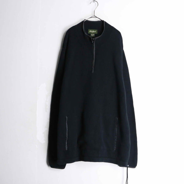 "Eddie Bauer" black over cotton harf zip knit.