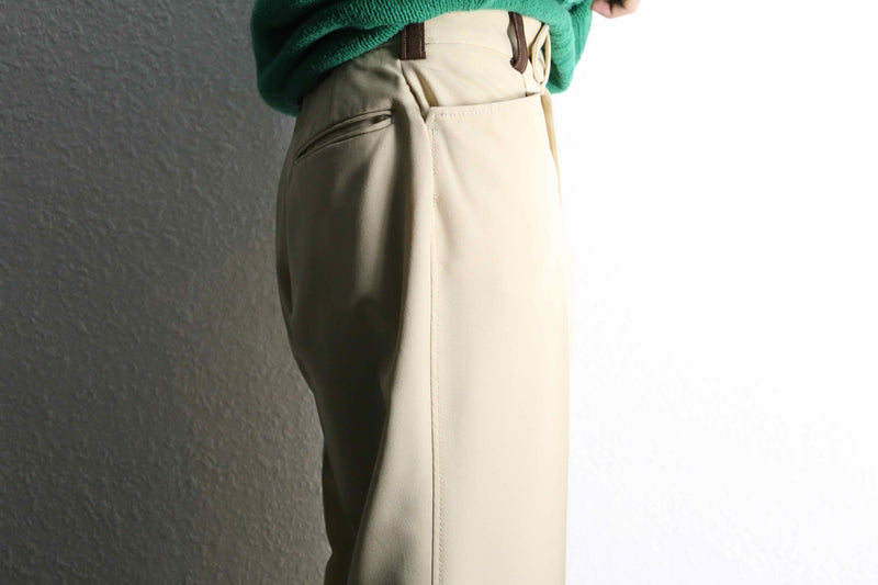 70's cream beige wide poly flare trousers