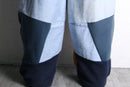 ''Re:make'' sweat × denim patchwork wide pants