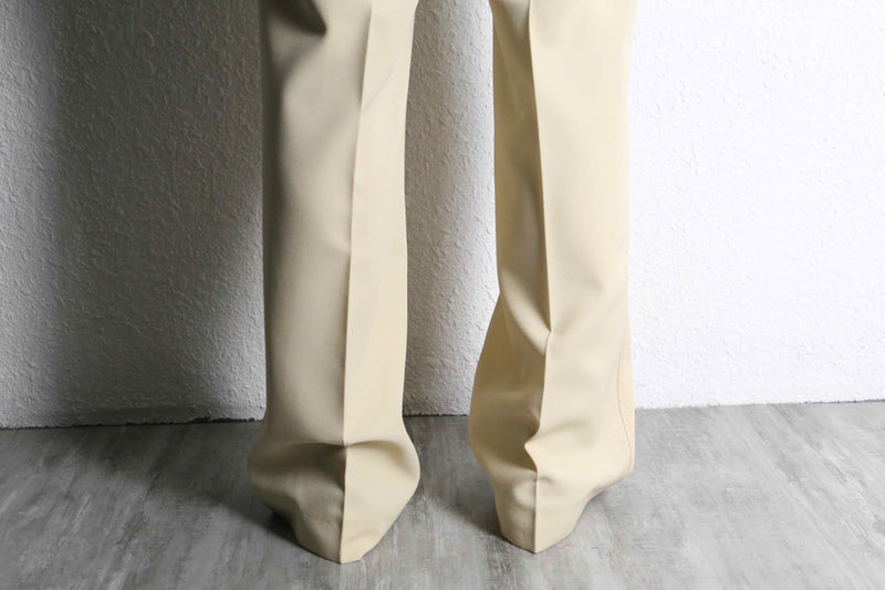 70's cream beige wide poly flare trousers