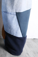 ''Re:make'' sweat × denim patchwork wide pants