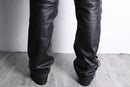 side lace up design black leather wide tapered pants
