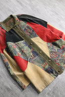 90s multi color leather patchwork jacket