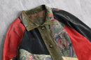 90s multi color leather patchwork jacket