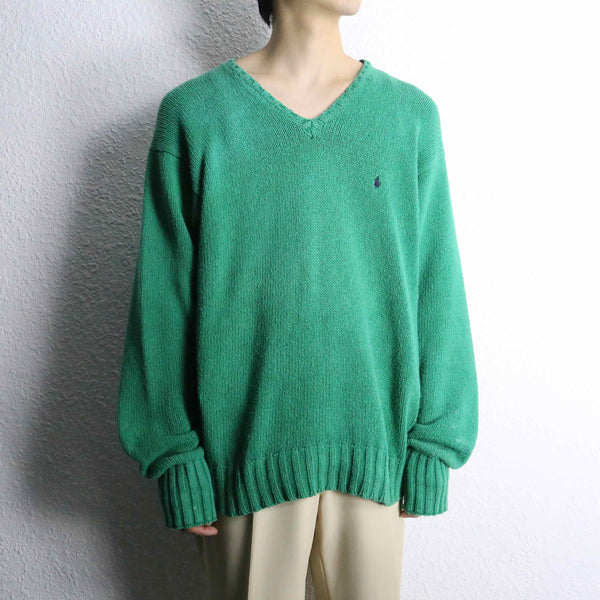 “Polo by RL” light green V-neck cotton knit