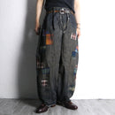 ''Re:make''patchwork design black denim pants
