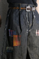 ''Re:make''patchwork design black denim pants