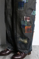 ''Re:make''patchwork design black denim pants