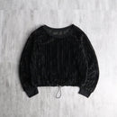 black pile stripe short pullover