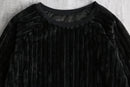 black pile stripe short pullover